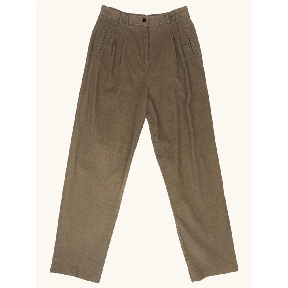 Rafaella Tan Corduroy Pleated Pants Womens 12 Khaki Cotton High Rise Straight